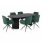 Kyoto Essgruppe Tisch 100x210cm dunkelbraun und 6 Moon St�hle Velours gr�n.