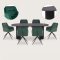 Kyoto Essgruppe Tisch 100x210cm dunkelbraun und 6 Moon St�hle Velours gr�n.