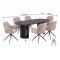 Kyoto Essgruppe Tisch 100x210cm dunkelbraun und 6 Moon St�hle Velours beige.