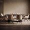 Kyoto Essgruppe Tisch 100x210cm dunkelbraun und 6 Moon St�hle Velours beige.