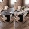 Kyoto Essgruppe Tisch 100x210cm dunkelbraun und 6 Moon St�hle Velours beige.