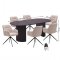 Kyoto Essgruppe Tisch 100x210cm dunkelbraun und 6 Moon St�hle boucle beige.