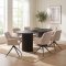 Kyoto Essgruppe Tisch 100x210cm dunkelbraun und 6 Moon St�hle boucle beige.