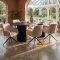 Kyoto Essgruppe Tisch 100x210cm dunkelbraun und 6 Moon St�hle boucle beige.