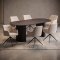Kyoto Essgruppe Tisch 100x210cm dunkelbraun und 6 Moon St�hle boucle beige.