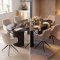 Kyoto Essgruppe Tisch 100x210cm dunkelbraun und 6 Moon St�hle boucle beige.