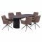 Kyoto Essgruppe Tisch 100x210cm dunkelbraun und 6 Moon St�hle boucle braun.