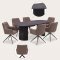 Kyoto Essgruppe Tisch 100x210cm dunkelbraun und 6 Moon St�hle boucle braun.
