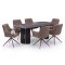 Kyoto Essgruppe Tisch 100x210cm dunkelbraun und 6 Moon St�hle boucle braun.