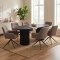 Kyoto Essgruppe Tisch 100x210cm dunkelbraun und 6 Moon St�hle boucle braun.