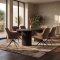 Kyoto Essgruppe Tisch 100x210cm dunkelbraun und 6 Moon St�hle boucle braun.