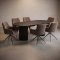 Kyoto Essgruppe Tisch 100x210cm dunkelbraun und 6 Moon St�hle boucle braun.