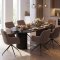 Kyoto Essgruppe Tisch 100x210cm dunkelbraun und 6 Moon St�hle boucle braun.