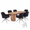 Kyoto Essgruppe Tisch 100x210cm naturfarben und 6 Moon St�hle Velours schwarz.