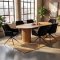 Kyoto Essgruppe Tisch 100x210cm naturfarben und 6 Moon St�hle Velours schwarz.