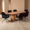 Kyoto Essgruppe Tisch 100x210cm naturfarben und 6 Moon St�hle Velours schwarz.
