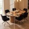 Kyoto Essgruppe Tisch 100x210cm naturfarben und 6 Moon St�hle Velours schwarz.