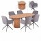Kyoto Essgruppe Tisch 100x210cm naturfarben und 6 Moon St�hle Velours grau.