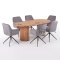 Kyoto Essgruppe Tisch 100x210cm naturfarben und 6 Moon St�hle Velours grau.