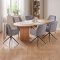 Kyoto Essgruppe Tisch 100x210cm naturfarben und 6 Moon St�hle Velours grau.