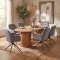 Kyoto Essgruppe Tisch 100x210cm naturfarben und 6 Moon St�hle Velours grau.