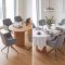 Kyoto Essgruppe Tisch 100x210cm naturfarben und 6 Moon St�hle Velours grau.