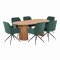 Kyoto Essgruppe Tisch 100x210cm naturfarben und 6 Moon St�hle Velours gr�n.