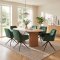 Kyoto Essgruppe Tisch 100x210cm naturfarben und 6 Moon St�hle Velours gr�n.