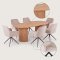 Kyoto Essgruppe Tisch 100x210cm naturfarben und 6 Moon St�hle Velours beige.