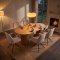 Kyoto Essgruppe Tisch 100x210cm naturfarben und 6 Moon St�hle Velours beige.