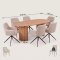 Kyoto Essgruppe Tisch 100x210cm naturfarben und 6 Moon St�hle boucle beige.