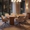 Kyoto Essgruppe Tisch 100x210cm naturfarben und 6 Moon St�hle boucle beige.