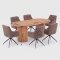 Kyoto Essgruppe Tisch 100x210cm naturfarben und 6 Moon St�hle boucle braun.