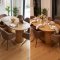 Kyoto Essgruppe Tisch 100x210cm naturfarben und 6 Moon St�hle boucle braun.