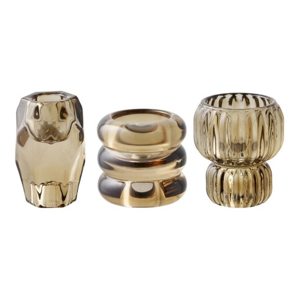 Vera świecznik zestaw z 3 smoked brązowych.