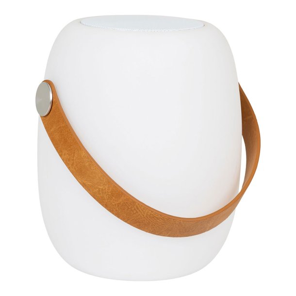 Cardiff udendrs lampe LED med lder strop, bluetooth hjtaler, genopladelig hvid.