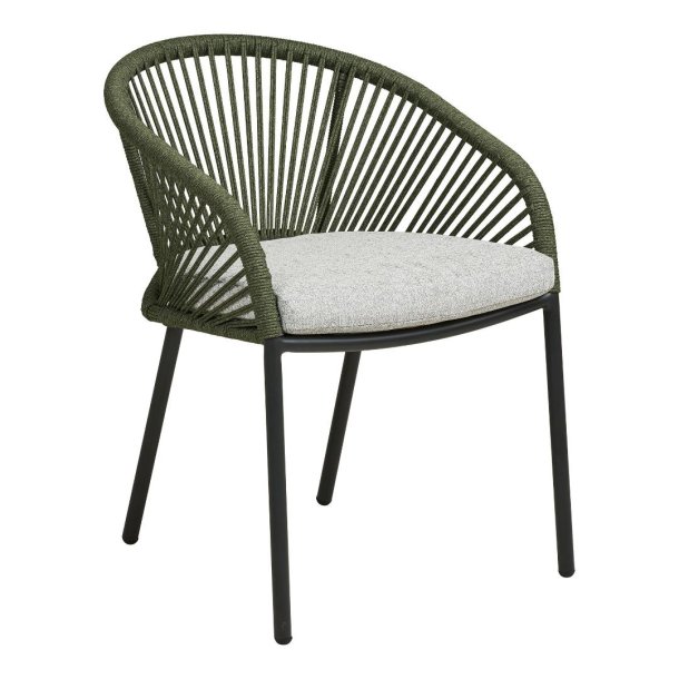 Noomi chaise de jardin avec coussin gris, vert.