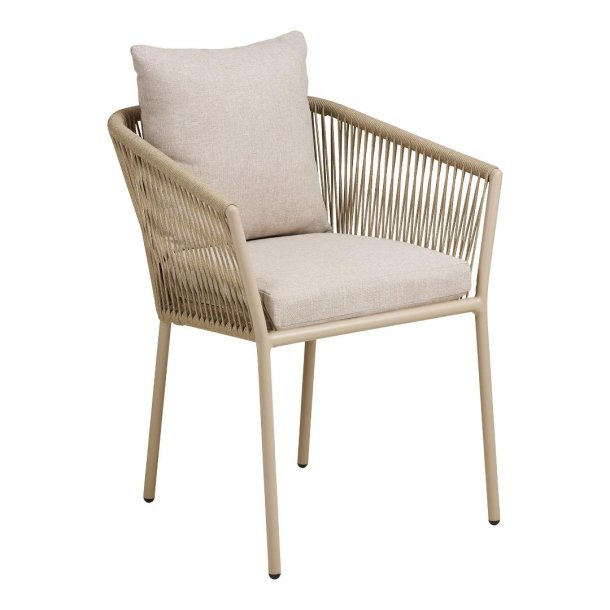 Selina chaise de jardin avec coussin sable.