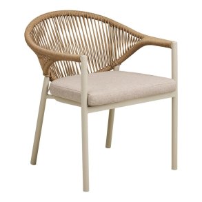 Bella chaise de jardin avec coussin sable, naturel.