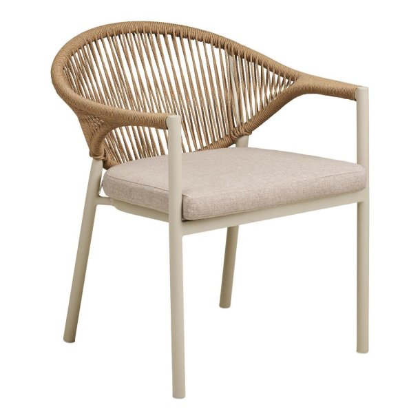 Bella chaise de jardin avec coussin sable, naturel.