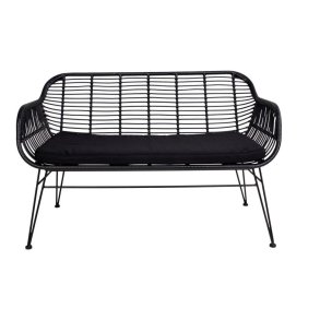 Tiril Gartensofa inkl. Kissen Polyrattan, schwarz.