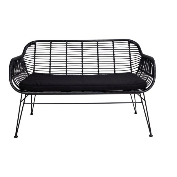Tiril Gartensofa inkl. Kissen Polyrattan, schwarz.