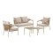 Bella ensemble lounge avec coussins canap�, 2 fauteuils, 2 tables sable, naturel.
