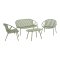 Saga ensemble lounge canap�, 2 fauteuils, 1 table verte.