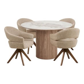 Isa Essgruppe Esstisch 4 St�hle wei�, dunkelbraun, braun.