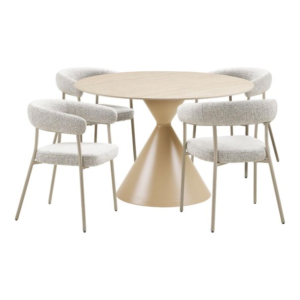 Elin Essgruppe Esstisch 4 St�hle sandfarben.
