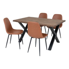 Set da pranzo Toulon, tavolo da pranzo 95x140cm naturale e 4 sedie Stockholm marroni.