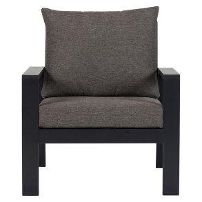 Lis Loungesessel mit Kissen schwarz, grau.