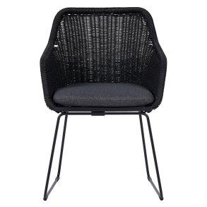 Sif Gartenstuhl Polyrattan mit Kissen schwarz, grau.