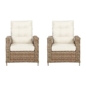 Gram 2 x Gartenstuhl Polyrattan mit Kissen natur.